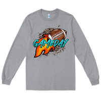 Heather Grey Game day leopard fire and ball Long Sleeve Tee - HowdyJamesFarm