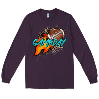 Plum Game day leopard fire and ball Long Sleeve Tee - HowdyJamesFarm