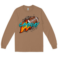 Toasted Coconut Game day leopard fire and ball Long Sleeve Tee - HowdyJamesFarm