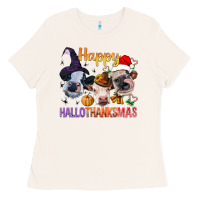 Bone Happy Hallothanksmas Cows Ladies Tee - BundleAndBundleShop