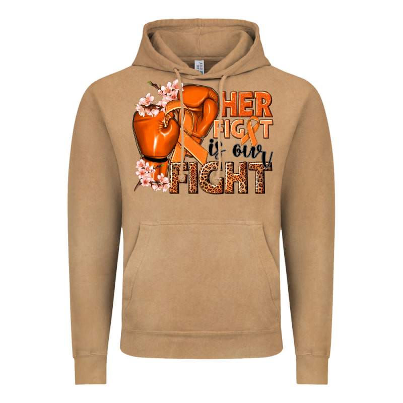 Her Fight Is Our Fight Kidney Cancer Orange Ribbon Vintage Hoodie by NancyCooperArtShop | Teevron