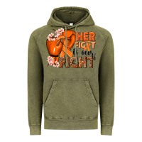 Vintage Olive Her fight is our fight Kidney Cancer orange ribbon Vintage Hoodie - NancyCooperArtShop