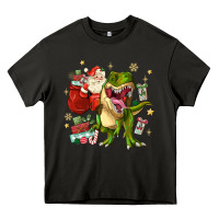 Asphalt Christmas dinosaur Heavy Core Tee - MaliasSmallBusiness