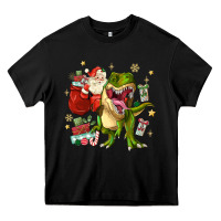 Black Christmas dinosaur Heavy Core Tee - MaliasSmallBusiness
