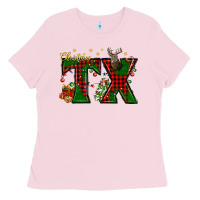 Bubblegum Pink Christmas Texas With Deer Ladies Tee - BundleAndBundleShop