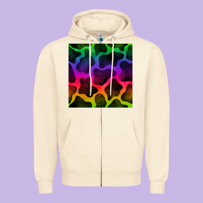 Colorful Cow Seamless Pattern Zipper Hoodie Designed By Bundleandbundleshop