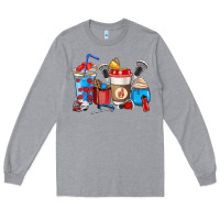 Heather Grey Lacrosse coffee cups Long Sleeve Tee - HowdyJamesFarm
