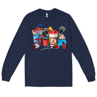 Navy Lacrosse coffee cups Long Sleeve Tee - HowdyJamesFarm