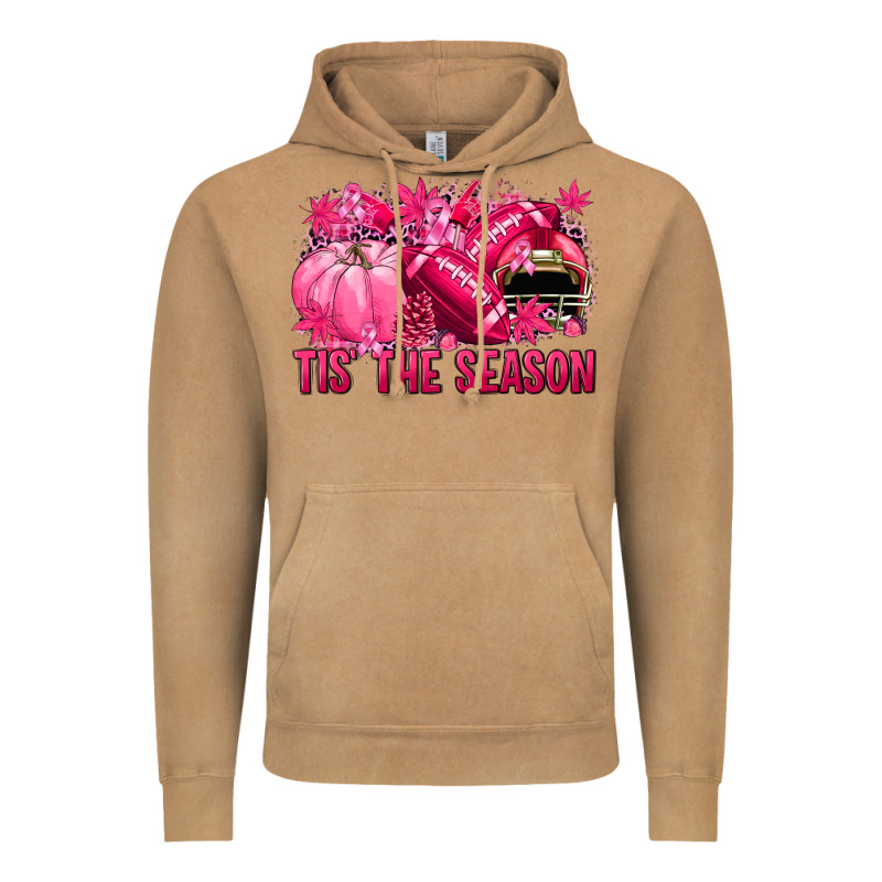 Tis' The Season Football Breast Cancer Vintage Hoodie by NancyCooperArtShop | Teevron
