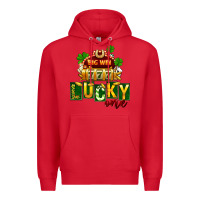 Red St Patricks Lucky One Premium Hoodie - FaDigitalArtStudio