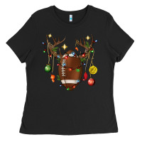 Black American Football Horn Christmas Ladies Tee - BundleAndBundleShop