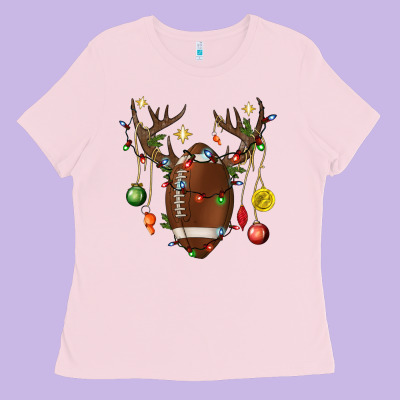 American Football Horn Christmas Ladies Tee Designed By Bundleandbundleshop