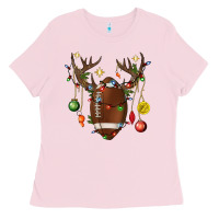 Bubblegum Pink American Football Horn Christmas Ladies Tee - BundleAndBundleShop