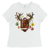 White American Football Horn Christmas Ladies Tee - BundleAndBundleShop