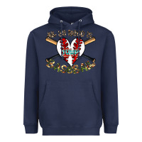 Navy all you need is love baseball Heavyweight Hoodie - CowhideDigitalArt
