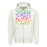 Oatmeal Heather Watercolor Rainbow Giraffe Seamless Pattern Zipper Hoodie - BundleAndBundleShop