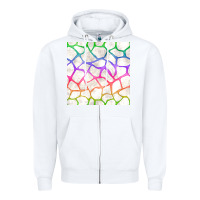 White Watercolor Rainbow Giraffe Seamless Pattern Zipper Hoodie - BundleAndBundleShop