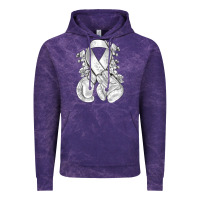 Cloud Purple Lung Cancer white ribbon with boxing gloves Vintage Hoodie - NancyCooperArtShop