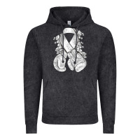 Vintage Black Lung Cancer white ribbon with boxing gloves Vintage Hoodie - NancyCooperArtShop