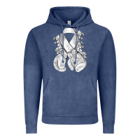 Lung Cancer White Ribbon With Boxing Gloves Vintage Hoodie | Teevron