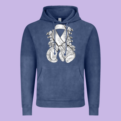 Lung Cancer White Ribbon With Boxing Gloves Vintage Hoodie Designed By Nancycooperartshop