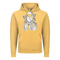 Vintage Mustard Lung Cancer white ribbon with boxing gloves Vintage Hoodie - NancyCooperArtShop
