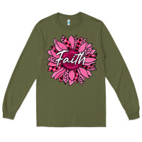 Army Green faith breast cancer awareness sunflower Long Sleeve Tee - Jasminsmagicworld