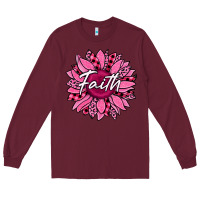 Burgundy faith breast cancer awareness sunflower Long Sleeve Tee - Jasminsmagicworld