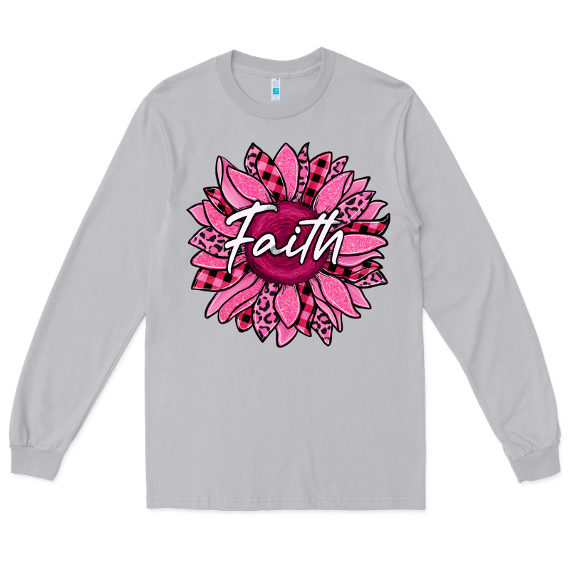 Faith Breast Cancer Awareness Sunflower Long Sleeve Tee by Jasminsmagicworld | Teevron
