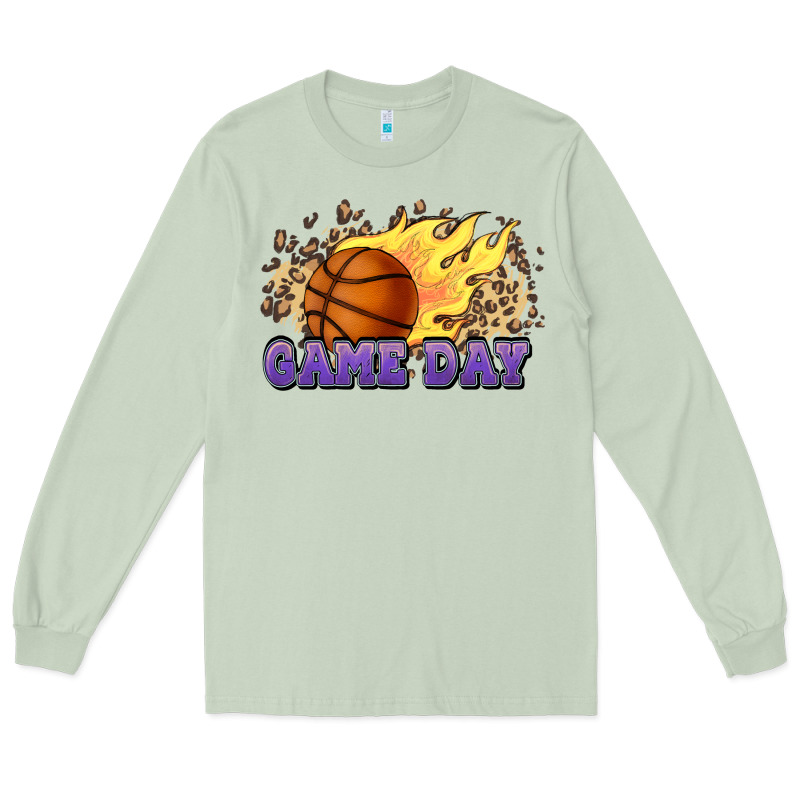 Game Day Basketball Leopard Flames Fireball Long Sleeve Tee by HowdyJamesFarm | Teevron