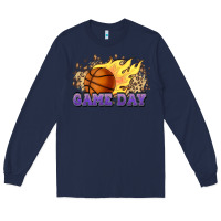 Navy game day basketball leopard flames fireball Long Sleeve Tee - HowdyJamesFarm