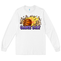 White game day basketball leopard flames fireball Long Sleeve Tee - HowdyJamesFarm