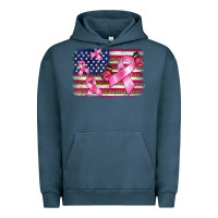 Pigment Midnight Navy breast cancer american flag background Urban Hoodie - BarkalooDesign