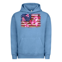 Pigment Pebble Blue breast cancer american flag background Urban Hoodie - BarkalooDesign