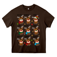 Chocolate Brown christmas reindeers Heavy Core Tee - MaliasSmallBusiness