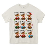 Cream christmas reindeers Heavy Core Tee - MaliasSmallBusiness