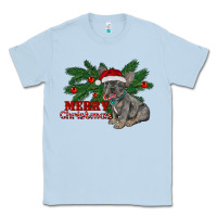 Dusty Blue merry christmas french bulldog Classic Tee - RanaPortraitStore