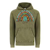 Vintage Olive Western Rainbow with Leopard and Gemstone Vintage Hoodie - texasbilliewilder
