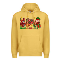 Antique Gold Peace Love Elf Christmas Premium Hoodie - BundleAndBundleShop