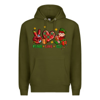 Army Green Peace Love Elf Christmas Premium Hoodie - BundleAndBundleShop