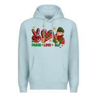Blue Mist Peace Love Elf Christmas Premium Hoodie - BundleAndBundleShop