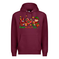 Burgundy Peace Love Elf Christmas Premium Hoodie - BundleAndBundleShop