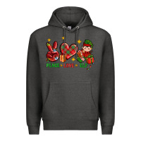 Charcoal Heather Peace Love Elf Christmas Premium Hoodie - BundleAndBundleShop