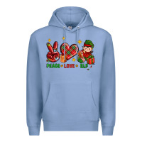 Colony Blue Peace Love Elf Christmas Premium Hoodie - BundleAndBundleShop