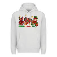 Dove Grey Peace Love Elf Christmas Premium Hoodie - BundleAndBundleShop