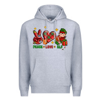 Heather Grey Peace Love Elf Christmas Premium Hoodie - BundleAndBundleShop