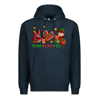 Navy Peace Love Elf Christmas Premium Hoodie - BundleAndBundleShop