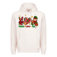 Pale Pink Peace Love Elf Christmas Premium Hoodie - BundleAndBundleShop