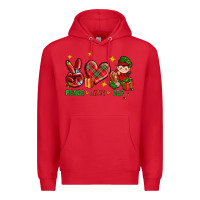Red Peace Love Elf Christmas Premium Hoodie - BundleAndBundleShop