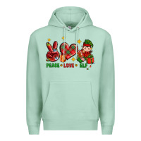 Seafoam Peace Love Elf Christmas Premium Hoodie - BundleAndBundleShop